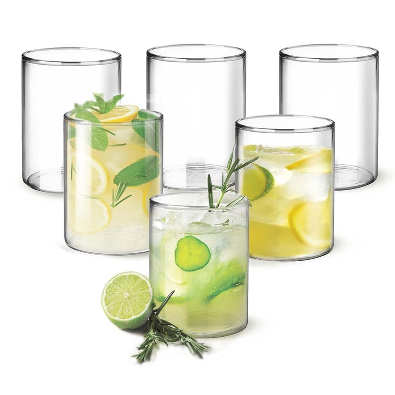 Treo by Milton Vector Borosilicate Glass Tumbler, Set of 6, 300 ml Each, Transparent, Ideal for Water, Juice, Cocktails, Mocktails - Image 1