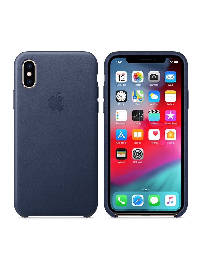 ابل  غطاء حماية من الجلد لهاتف آيفون XS أزرق داكن - Image 2