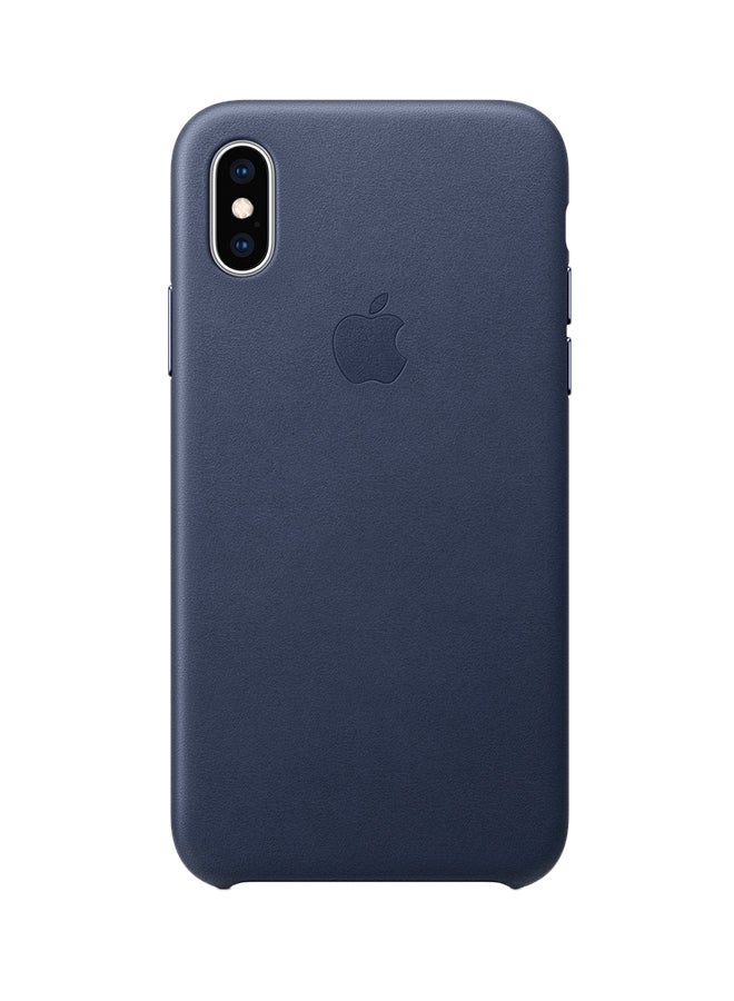 ابل  غطاء حماية من الجلد لهاتف آيفون XS أزرق داكن - Image 1