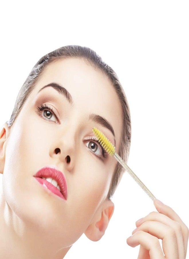 MyAoKuE-UP 300 Pack Mascara Wands Disposable Eyelash Brushes for Extensions Eye Lash Applicator Makeup Tool kits, Crystal Handle - Yellow Brush Head - Image 5