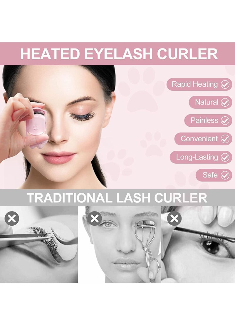Heated Eyelash Curlers,Rechargeable Eyelash Curlers,Heated Lash Curler,Electric Eyelash Curler,Handheld Eyelash Heated Curler with Quick Pre-Heat,2 Heating Modes with Sensing Heating Silicone Pad