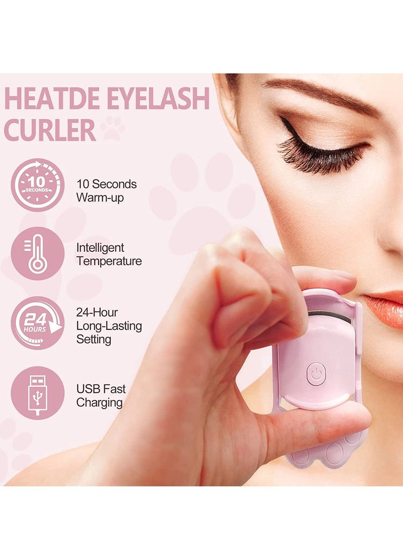 Heated Eyelash Curlers,Rechargeable Eyelash Curlers,Heated Lash Curler,Electric Eyelash Curler,Handheld Eyelash Heated Curler with Quick Pre-Heat,2 Heating Modes with Sensing Heating Silicone Pad