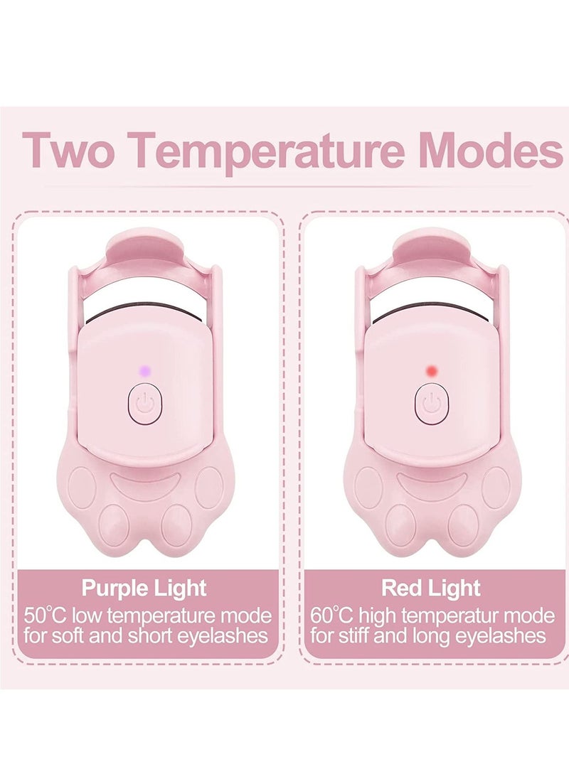 Heated Eyelash Curlers,Rechargeable Eyelash Curlers,Heated Lash Curler,Electric Eyelash Curler,Handheld Eyelash Heated Curler with Quick Pre-Heat,2 Heating Modes with Sensing Heating Silicone Pad