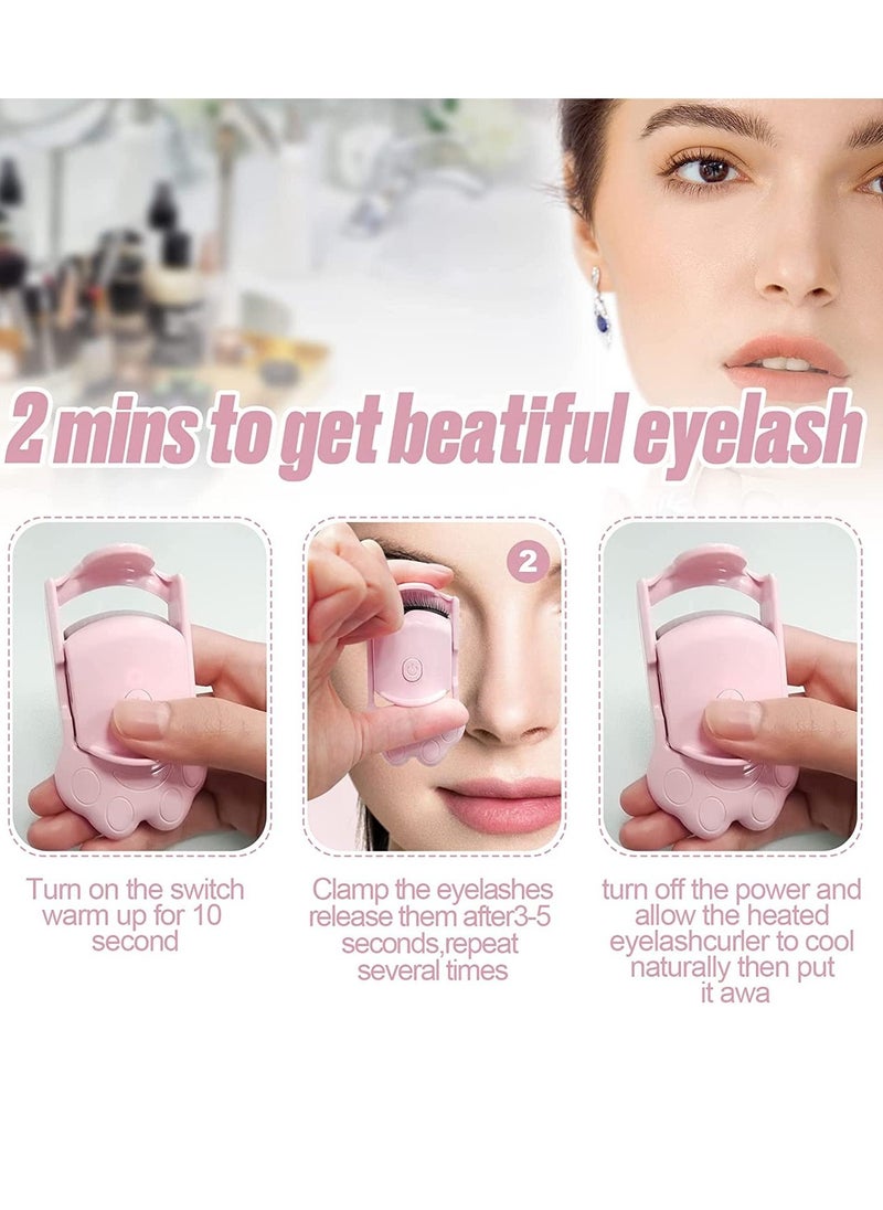 Heated Eyelash Curlers,Rechargeable Eyelash Curlers,Heated Lash Curler,Electric Eyelash Curler,Handheld Eyelash Heated Curler with Quick Pre-Heat,2 Heating Modes with Sensing Heating Silicone Pad