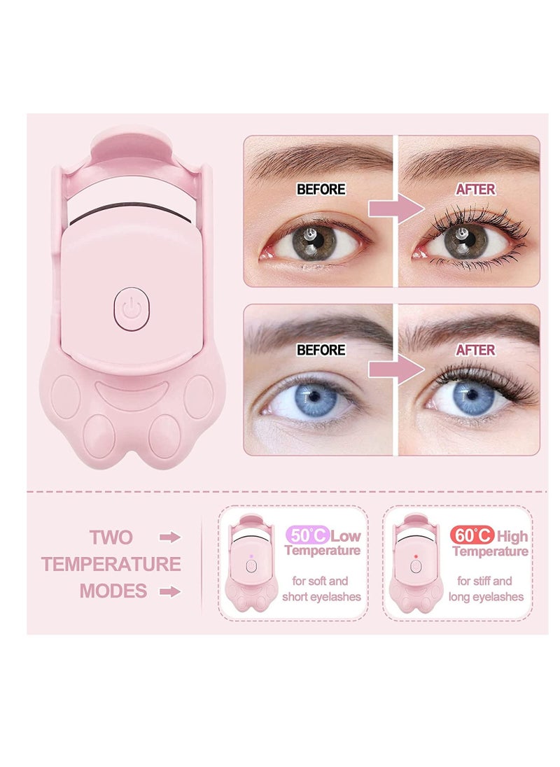 Heated Eyelash Curlers,Rechargeable Eyelash Curlers,Heated Lash Curler,Electric Eyelash Curler,Handheld Eyelash Heated Curler with Quick Pre-Heat,2 Heating Modes with Sensing Heating Silicone Pad