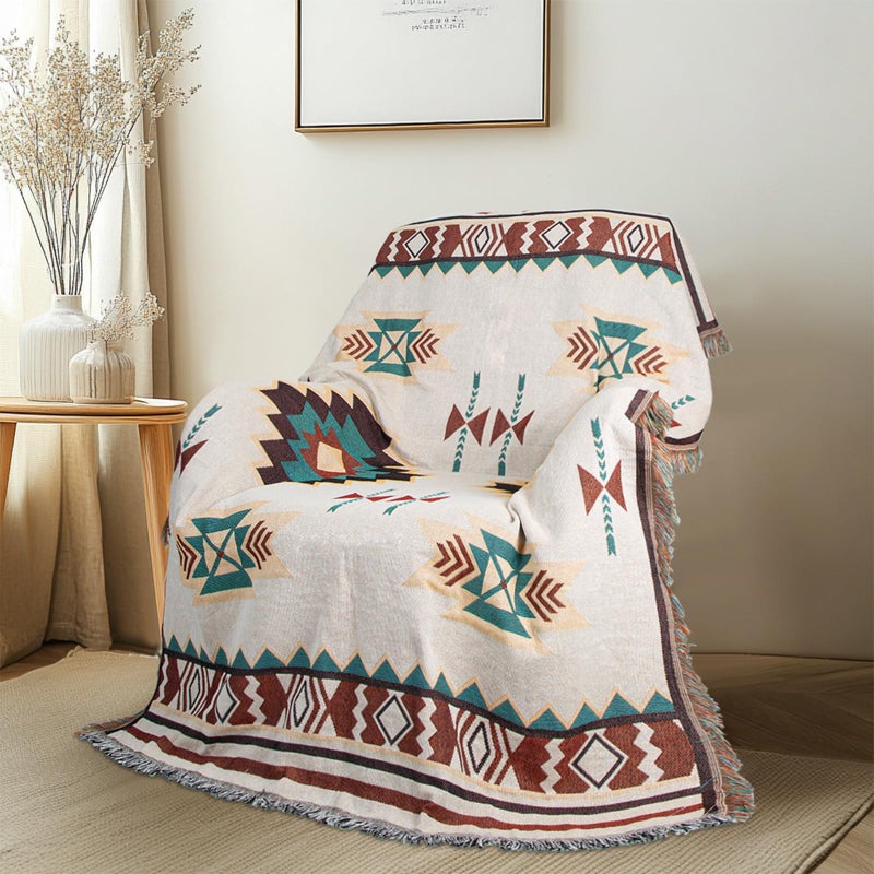 Macevia Aztec American بطانية للأريكة للأريكة ريفي جنوب غرب الأوسمة للمنزل البلاد بوهو رمي بطانية ديكور غرفة نوم غربية ديكور جنوب غرب بطانية (Aztec 03 50 ""؟ 70 "") - Image 2