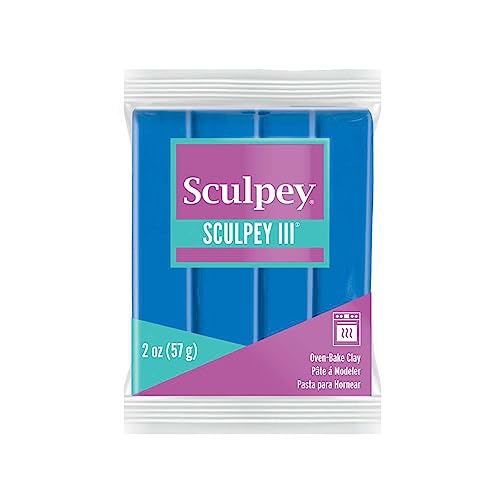 Polyform Sculpey III® Polymer Oven-Bake Clay, Blue, Non Toxic, 2 oz. bar, Great for modeling, sculpting, holiday, DIY, mixed media and school projects.Perfect for kids & beginners! - Image 1
