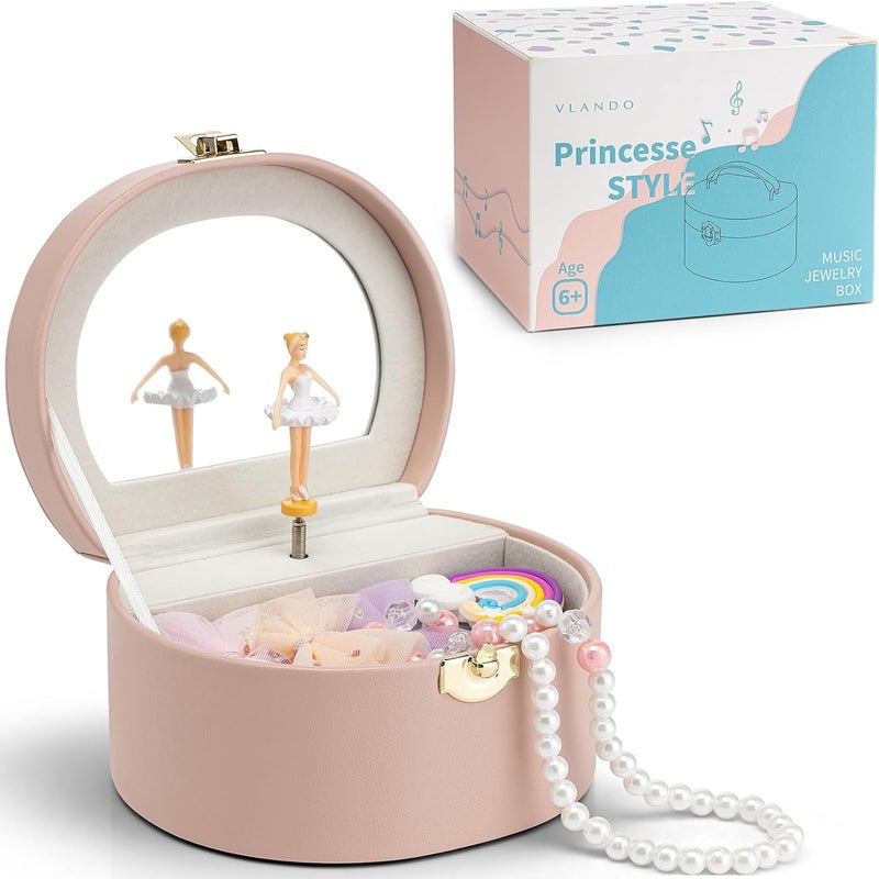 Vlando Kid Music Box with Ballerina for Girls - Musical Jewelry Box for Birthday Bedroom Decor - Birthday for Girls Ages 4 5 6 7 8-12 Year Old - Pink - Image 1