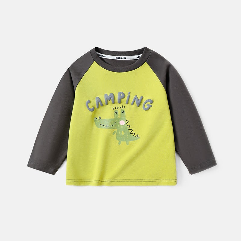 Mqdmini Children'S Clothing Spring New Children'S T-Shirt Cartoon Animal Boys Long Sleeve T-Shirt Girls Top Base Shirt - Image 1