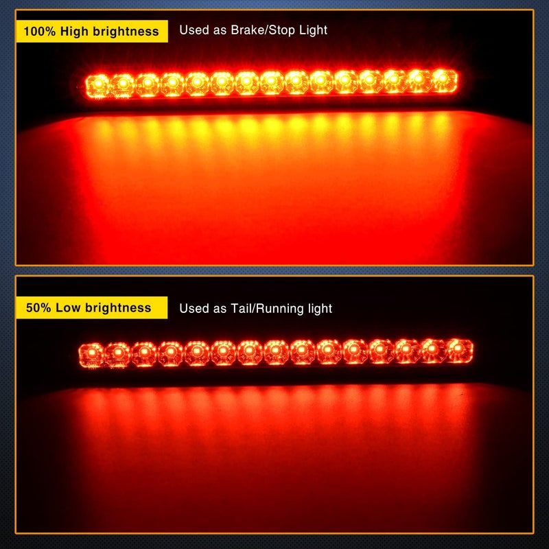 Nilight 2PCS 10Inch 15 LED Red Trailer Light Bar for Park Stop Turn Tail Brake Lights IP67 Waterproof Marker ID Clearance Strip for Truck Golf Cart Pickups Boats - Image 3