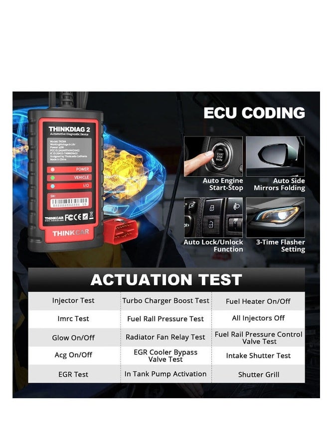 Thinkcar ThinkDiag 2 Bluetooth OBD2 Diagnostic Scanner for All Vehicles with 15 Reset Functions for All System Diagnostic Support OBDII / EOBD / CAN-FD Protocol 1 Year all Software Free - Image 5