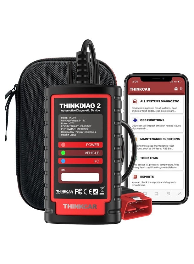 Thinkcar ThinkDiag 2 Bluetooth OBD2 Diagnostic Scanner for All Vehicles with 15 Reset Functions for All System Diagnostic Support OBDII / EOBD / CAN-FD Protocol 1 Year all Software Free - Image 1