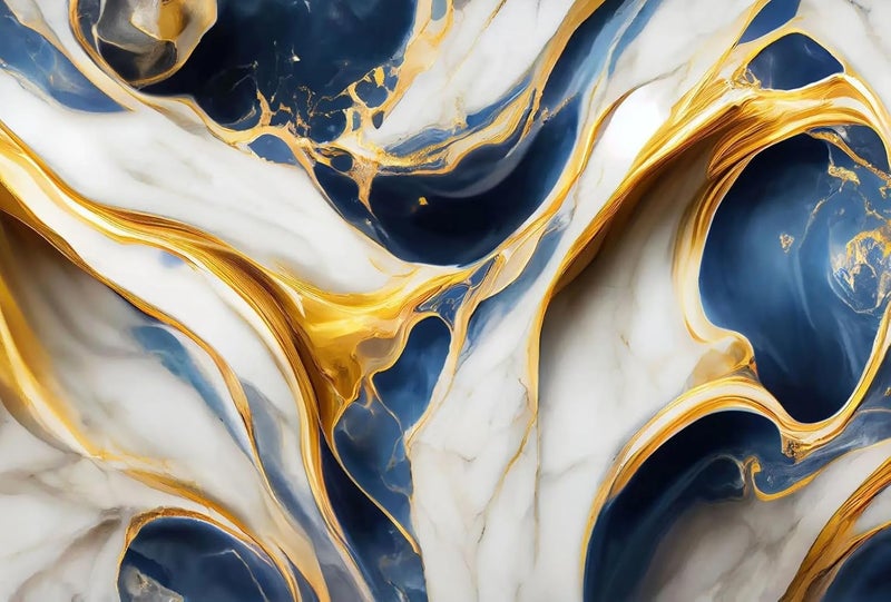 D-Fix ® Marble Peel and Stick Wallpaper for Home Decor, Waterproof Self-Adhesive Wall Stickers for Kitchen, Bathroom, Living Room – Wall Paper (60X200 CM (Blue Gold) - Image 2