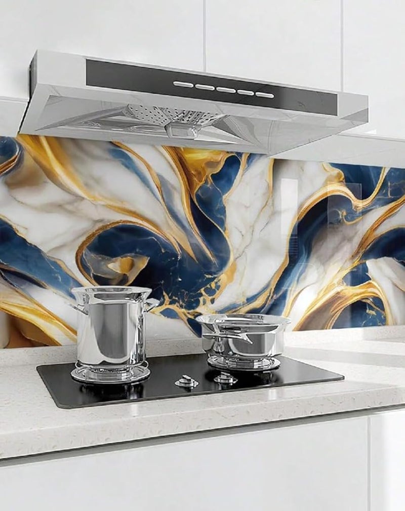 D-Fix ® Marble Peel and Stick Wallpaper for Home Decor, Waterproof Self-Adhesive Wall Stickers for Kitchen, Bathroom, Living Room – Wall Paper (60X200 CM (Blue Gold) - Image 4