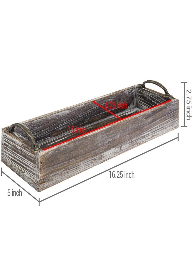 MyGift 16 Inch Rustic Torched Solid Wood Butler Tray with Decorative Antique Metal Handles, Holiday Dining Table Centerpiece, Christmas Dinner Home Decor - Image 5