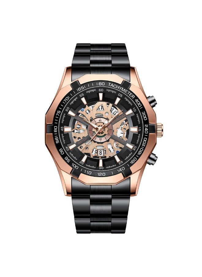 Generic - Lace-Style Non-Mechanical Waterproof Blue Men's Watch with Black Metal Band - Image 1
