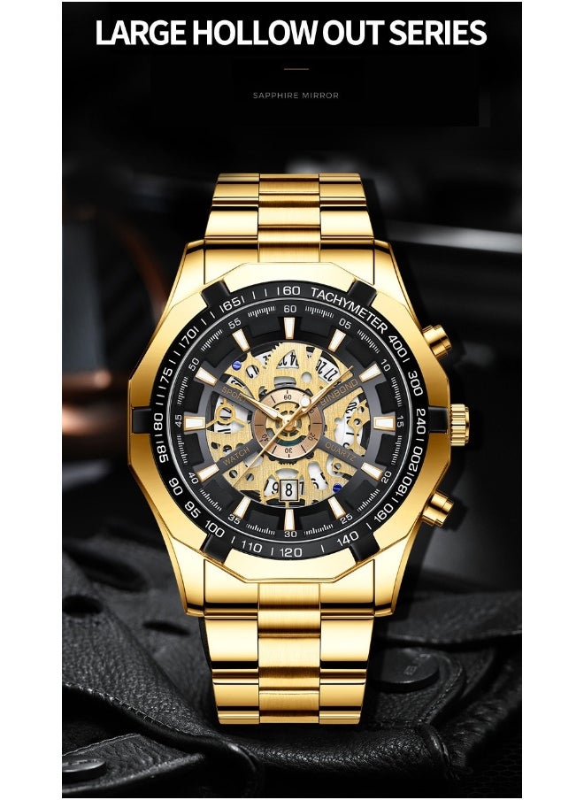 Generic - Lace-Style Non-Mechanical Waterproof Blue Men's Watch with Black Metal Band - Image 1