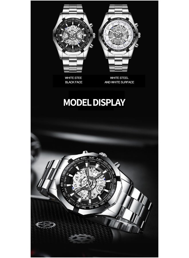 Generic - Lace-Style Non-Mechanical Waterproof Blue Men's Watch with Black Metal Band - Image 1