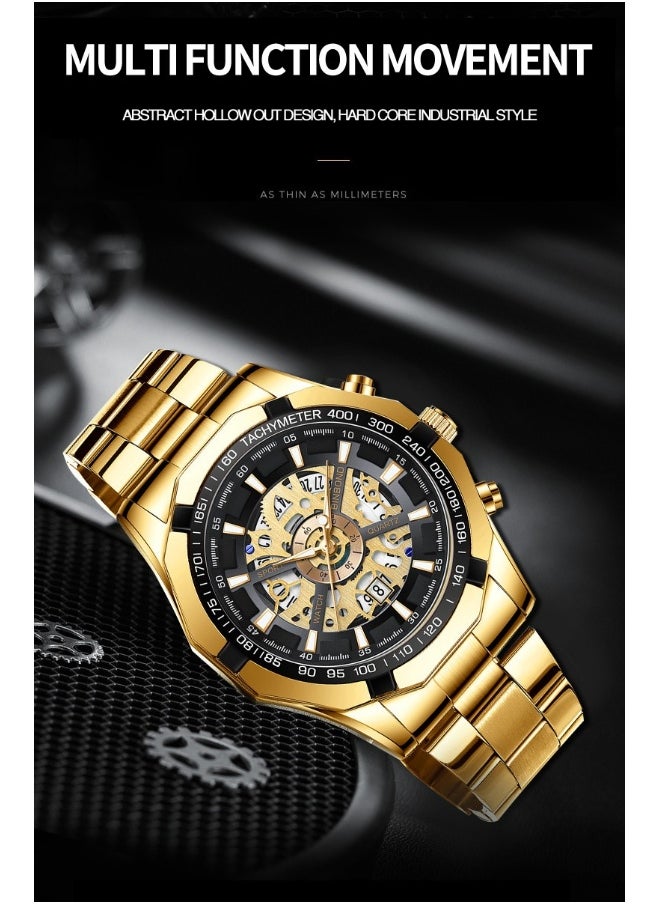 Generic - Lace-Style Non-Mechanical Waterproof Blue Men's Watch with Black Metal Band - Image 1