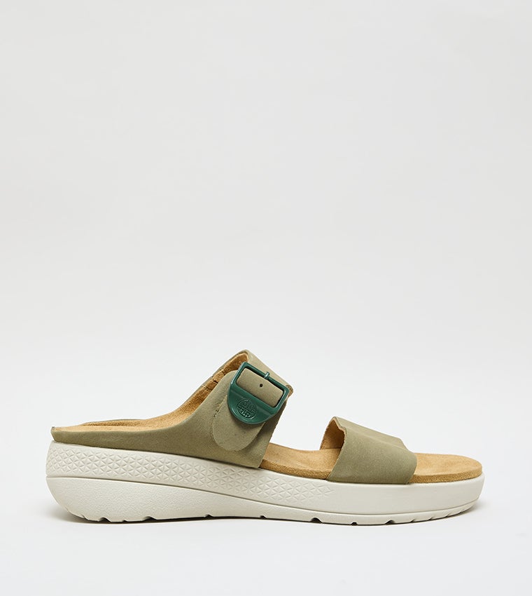HUSH PUPPIES Women's Green Flat Sandals - Image 1