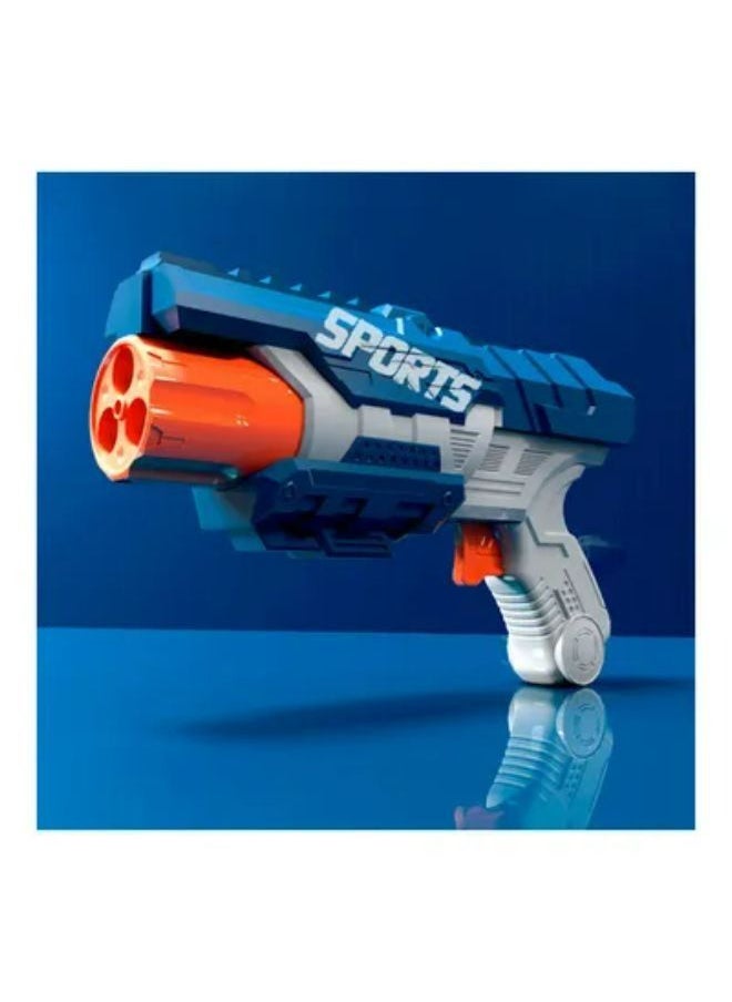 BK Gun Toy With 3 Soft Bullets - 21x12x5cm (Blue-Gray)  - Image 2