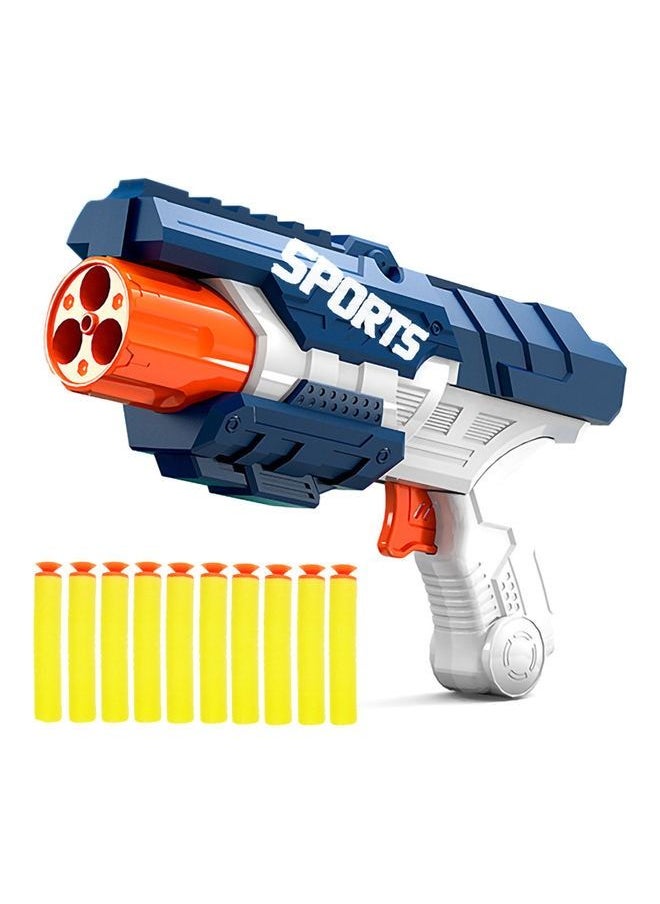 BK Gun Toy With 3 Soft Bullets - 21x12x5cm (Blue-Gray)  - Image 1