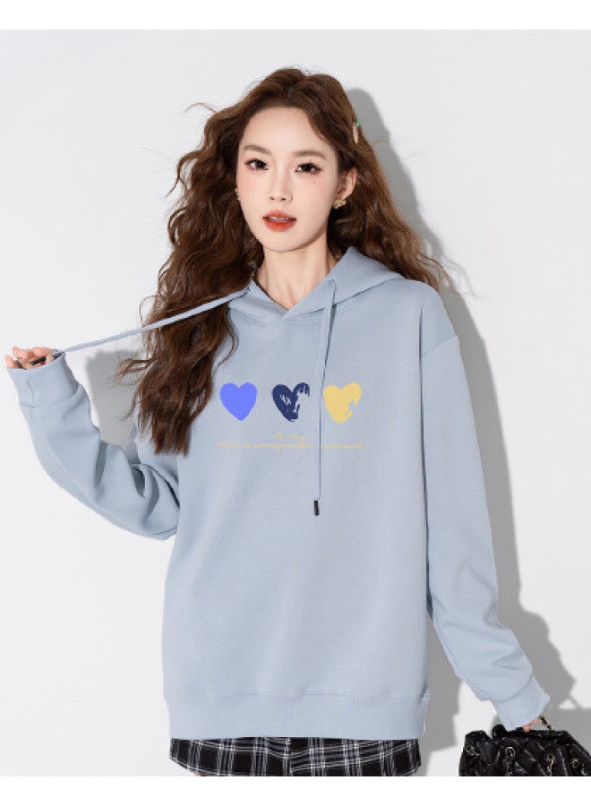 Baleno Women'S Autumn Sweet Hoodie With Heart Print, Simple And Stylish For Daily Commute, Fashionable Sports Women'S Hoodie - Image 1