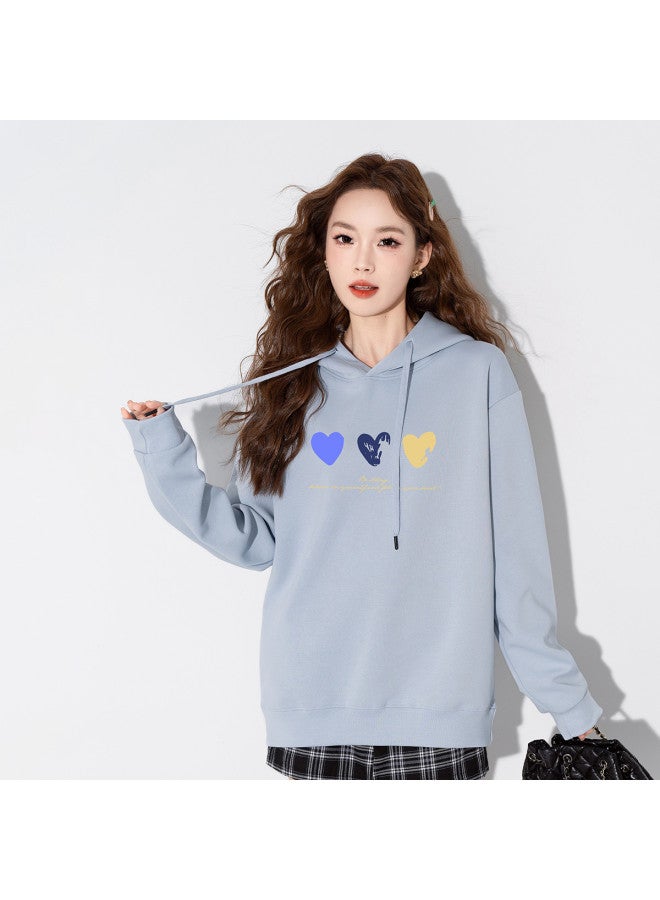 Baleno Women'S Autumn Sweet Hoodie With Heart Print, Simple And Stylish For Daily Commute, Fashionable Sports Women'S Hoodie - Image 2
