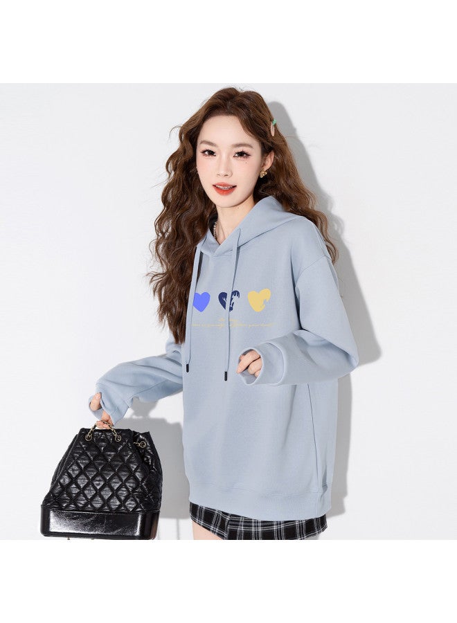 Baleno Women'S Autumn Sweet Hoodie With Heart Print, Simple And Stylish For Daily Commute, Fashionable Sports Women'S Hoodie - Image 3