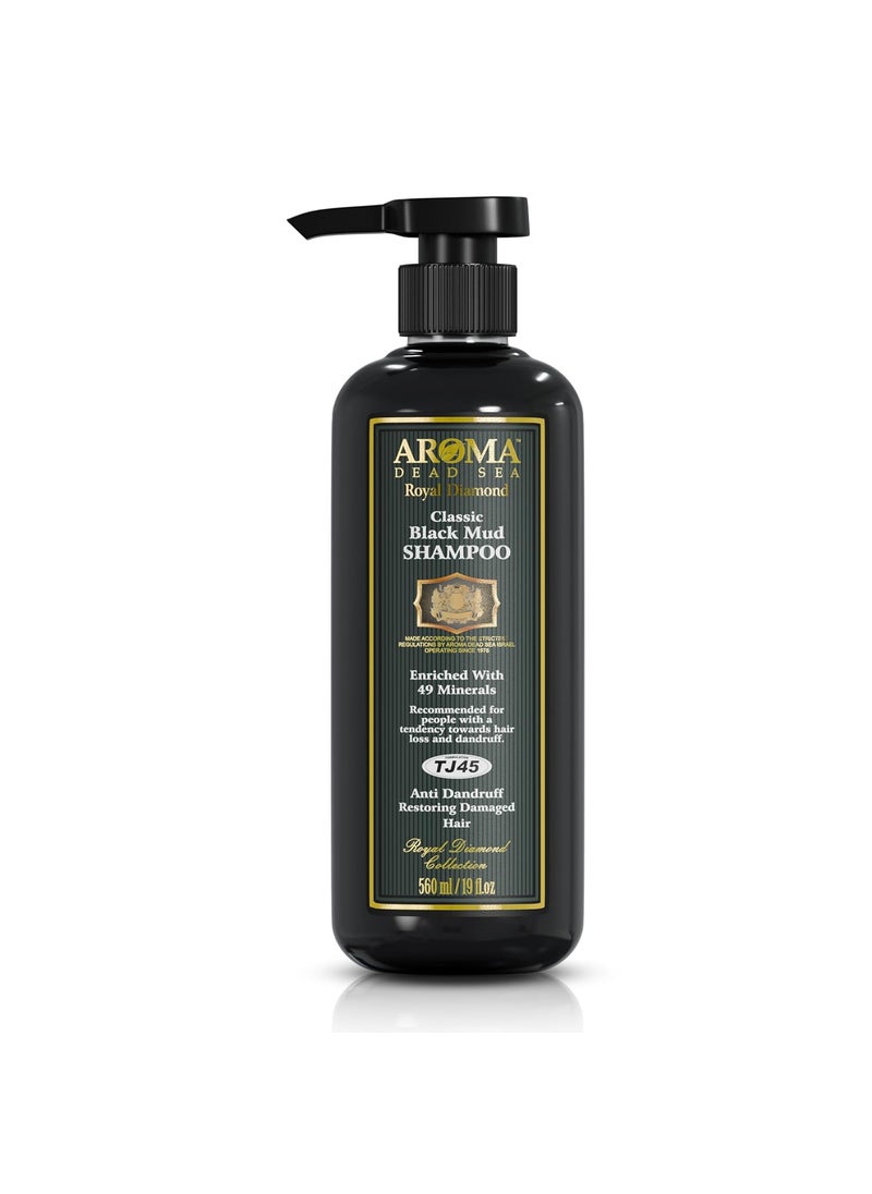 Aroma Dead Sea - AROMA DEAD SEA Classic Black Mud Shampoo, Fights Dandruff, Thinning Hair, Weak Roots, & Itchy Scalp. Prevents Hair Loss & Encourages Hair Growth. Ideal for Damaged & weak Hair. (19 fl.oz) - Image 1