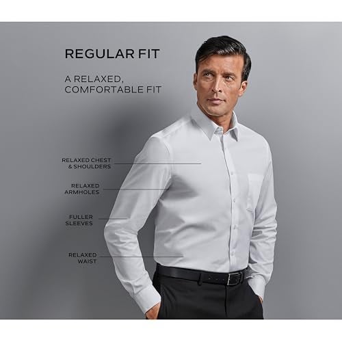 Van Heusen Regular Fit Twill Solid Button Down Collar Dress Shirt, Navy, XX-Large - Image 4