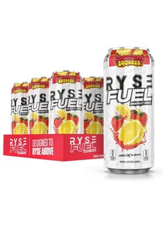 RYSE Fuel Energy Drink 200mg Natural Caffeine Strawberry Squeez Pack Of 12  - Image 1