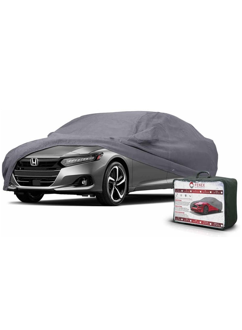 fenex Product image Fenex Car Cover [XLarge] – All-Weather Protection | Waterproof, UV-Resistant, Dustproof, Breathable | Indoor/Outdoor Use | Door Zipper & Mirror Pockets | Fits Sedan cars (533 × 177 × 121 cm) - Image 1
