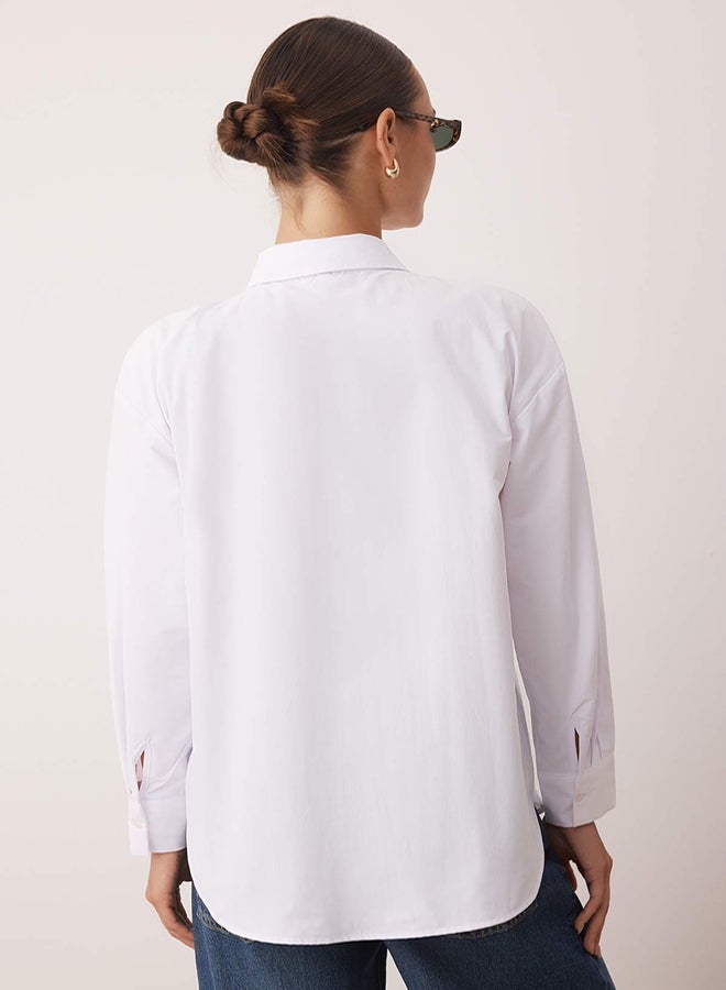 trendyol White Front Piping Detailed Woven Shirt - Image 4