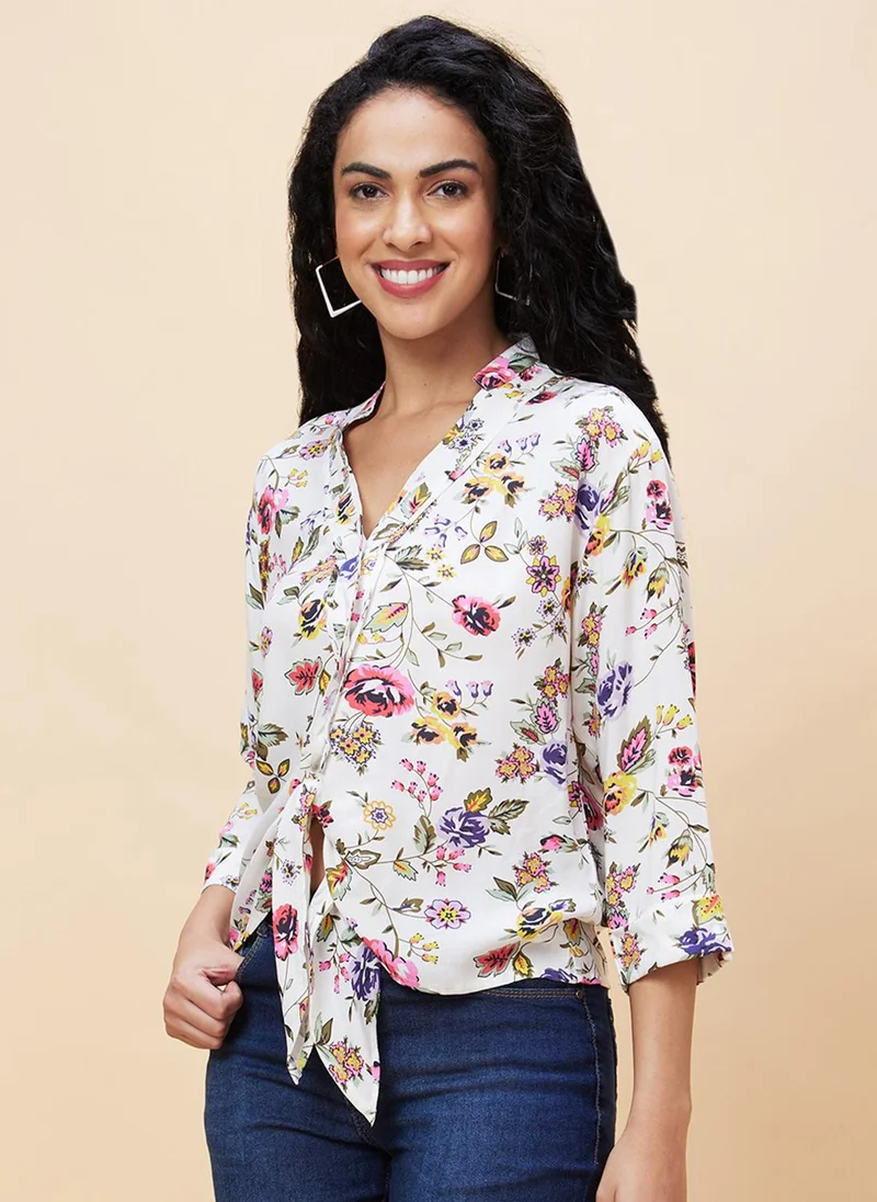 globus Globus Women Floral Printed Shirt Style Top