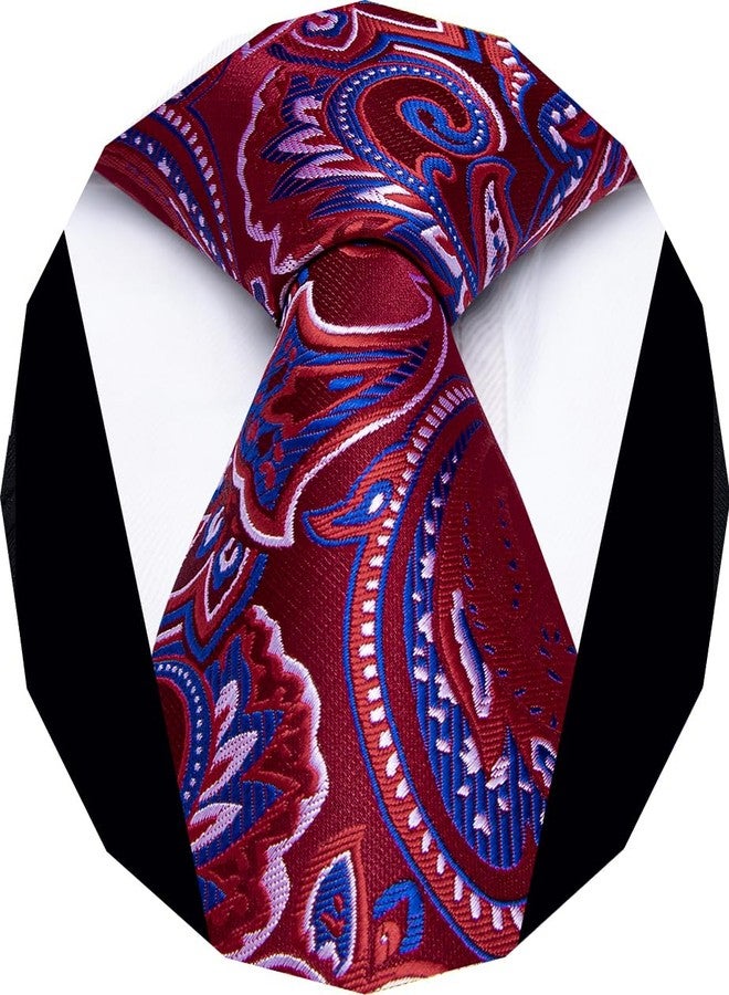 YourTies Paisley Men's Necktie Woven Silk Floral Ties for Men Designer Formal Business Party Wedding, 01 Red Blue Floral, One size - Image 1
