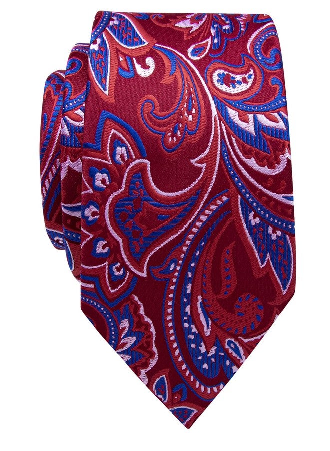 YourTies Paisley Men's Necktie Woven Silk Floral Ties for Men Designer Formal Business Party Wedding, 01 Red Blue Floral, One size - Image 5