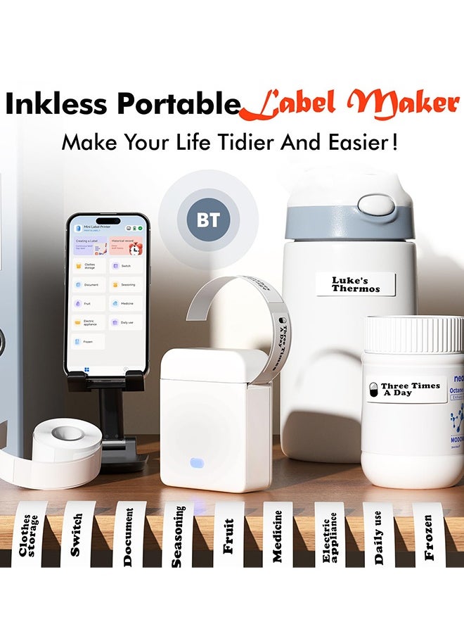 Generic Label Maker Machine, Thermal Label Printer with Tape, Portable Bluetooth Mini Label Printer, Smart Phone Handheld Thermal Sticker Small Labeler Font Icon Inkless for Home Office  - Image 3