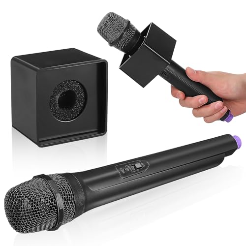 JOINPAYA Fake Microphone Props for Kids Plastic Microphone Toy with Flags Square Cube Station Pretend Play Mic Prop for Karaoke Interview Reporter Host Party Accessory - Image 1