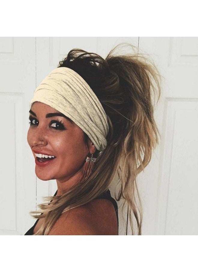Catery Wide Headbands Stretch Head Bands Boho Turban Headband Head Wraps Hair Bands For Women And Girls Pack Of 3 (Brown)  - Image 5