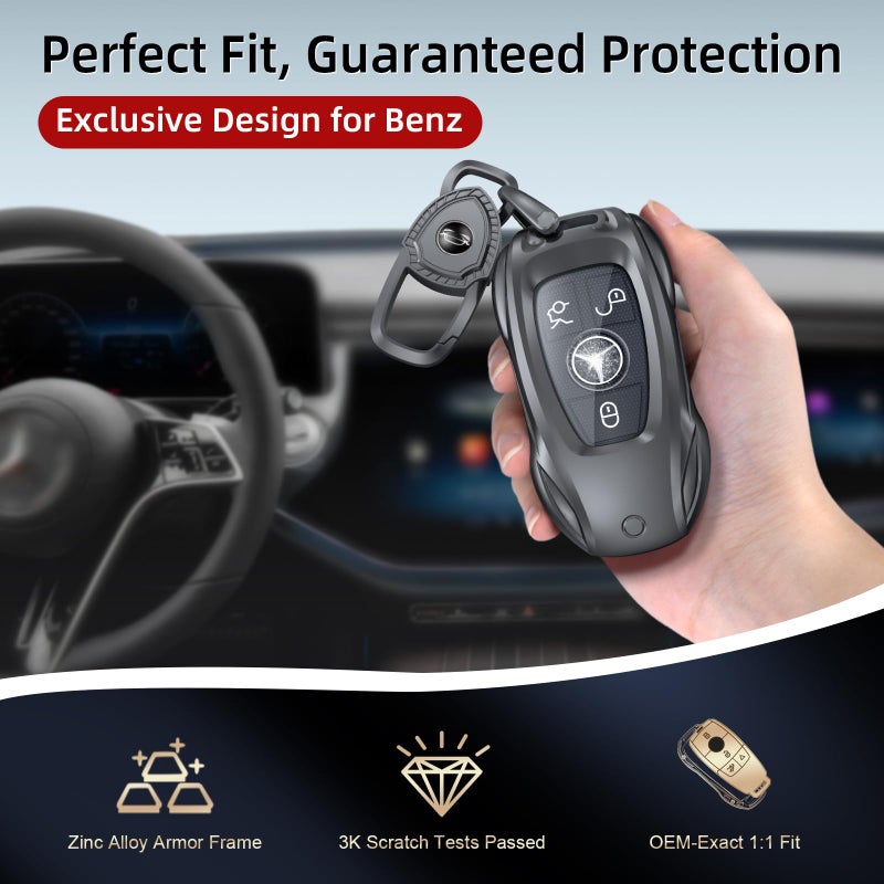 saxsion for Benz CLS CLA CLK AMG CLK GLC GLE GLS SLK ML SL SLK A B C E R S G Smart Remote Key Case Shell (Classic Blackï¼Œfor Benz-B) - Image 2