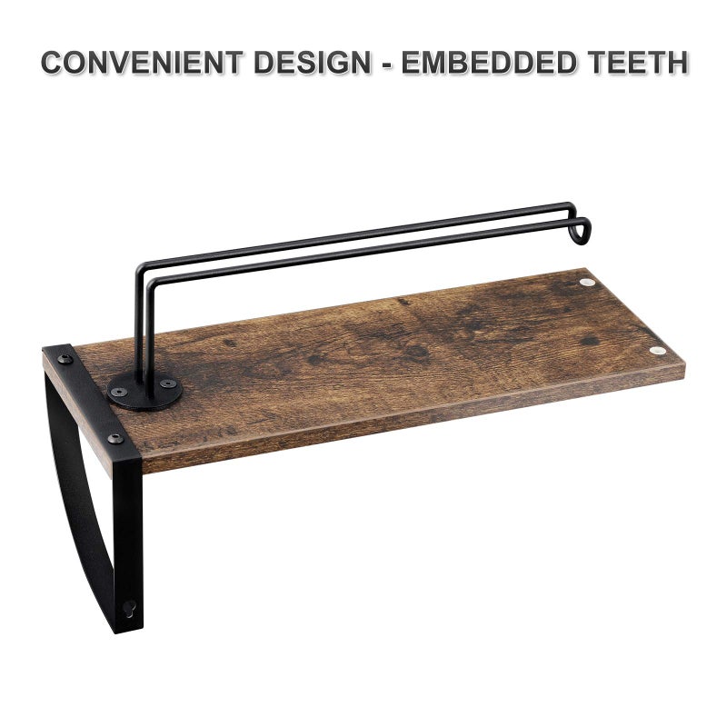 Bty Paper Towel Holder With Shelf, Vintage Farmhouse Wall Mounted Paper Towel Holder Under Cabinet Spice Rack For Kitchen, Bathroom Toilet Paper Dispenser Rustic Brown - Image 3