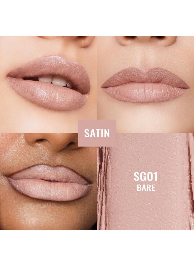 Oulac Cream Lipsticks For Women Nude Long Lasting Hydrating Lipstick Full Coverage Lip Color Moisturizing Satin Finish Creamy Infused With Hyaluronic Acid Vegan Gluten Free Sg01 Bare  - Image 3