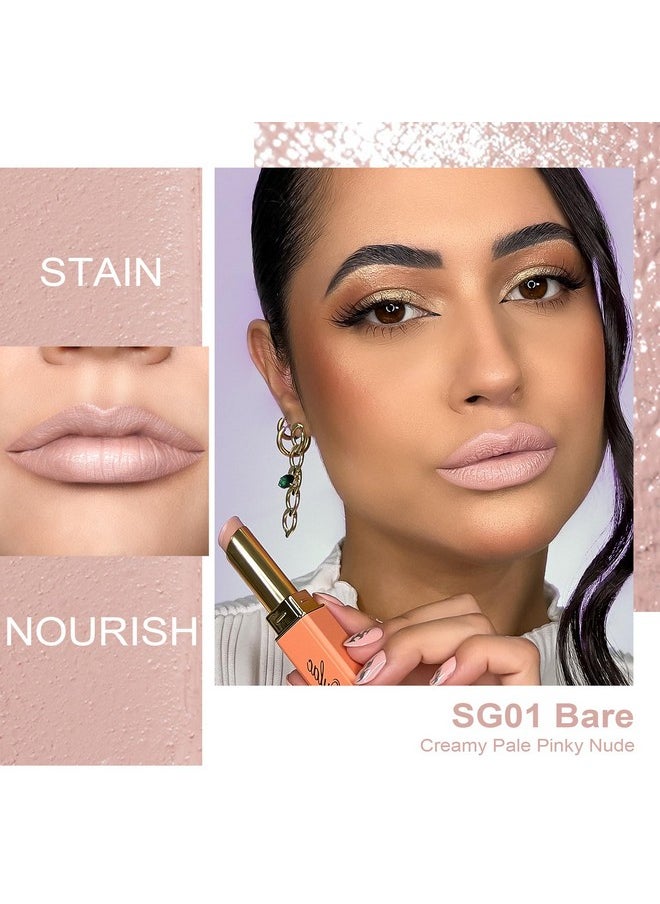 Oulac Cream Lipsticks For Women Nude Long Lasting Hydrating Lipstick Full Coverage Lip Color Moisturizing Satin Finish Creamy Infused With Hyaluronic Acid Vegan Gluten Free Sg01 Bare  - Image 2