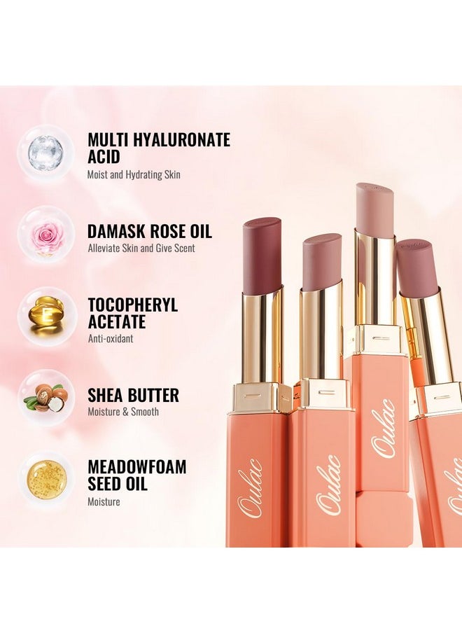 Oulac Cream Lipsticks For Women Nude Long Lasting Hydrating Lipstick Full Coverage Lip Color Moisturizing Satin Finish Creamy Infused With Hyaluronic Acid Vegan Gluten Free Sg01 Bare  - Image 5