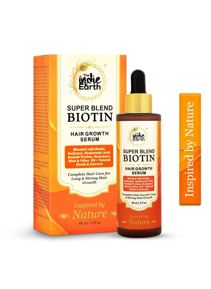 The Indie Earth Rosemary Mint & Biotin Hair Growth Serum Formulated With Biotin, Hyaluronic Acid, Baobab Protein, Rosemary, Mint & Other 22+ Natural Herbs and Extracts Combat Hair Loss and Promote Hair Growth 60 ml 