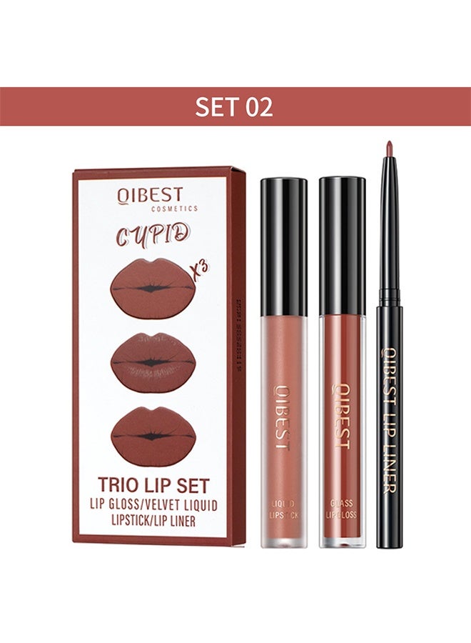 QiBest Lip Liner Lip Gloss and Velvet Liquid Lipstick Makeup Set Matte Lip Liner Kit Waterproof Long Lasting Not Fade Liquid Lipstick Kit for Daily Makeup #02 - Image 2