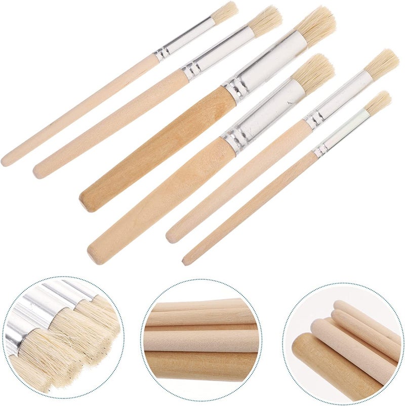 Just Flowers 6Pcs Wooden Stencil Brushes, Natural Bristle Stencil Brushes for Acrylic Painting, Oil Painting, Watercolor Painting, Card Making, DIY Art Crafts Project (3 Sizes) - Image 5