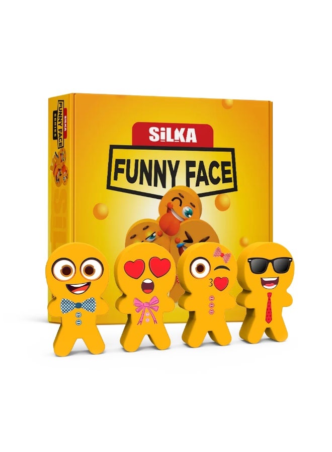 Silka Funny Face Emoji Erasers for Kids and Students – Fun Cartoon-Style Erasers for School and Office – Yellow Cartoon Characters and Creative, Humorous Shapes – Value Pack (36 Pieces) – Silka Funny Face Eraser Box - Image 1