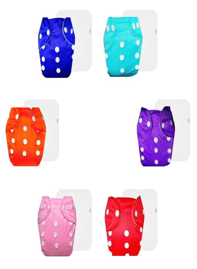 Dumbledo Lite Cloth Diaper with Cotton Insert (Pack of 6) | Soft & Gentle | 6-Layer Absorbent Pad | Adjustable Snaps | Everyday Diapering Essential | 3 Months - 2 Years | Unisex Baby - Image 1